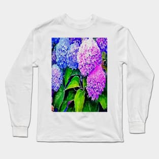 pink blue purple hydrangea flowers Long Sleeve T-Shirt